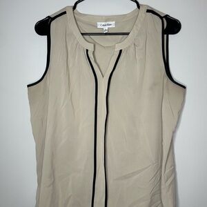 Calvin Klein Women's Beige Sleeveless Blouse